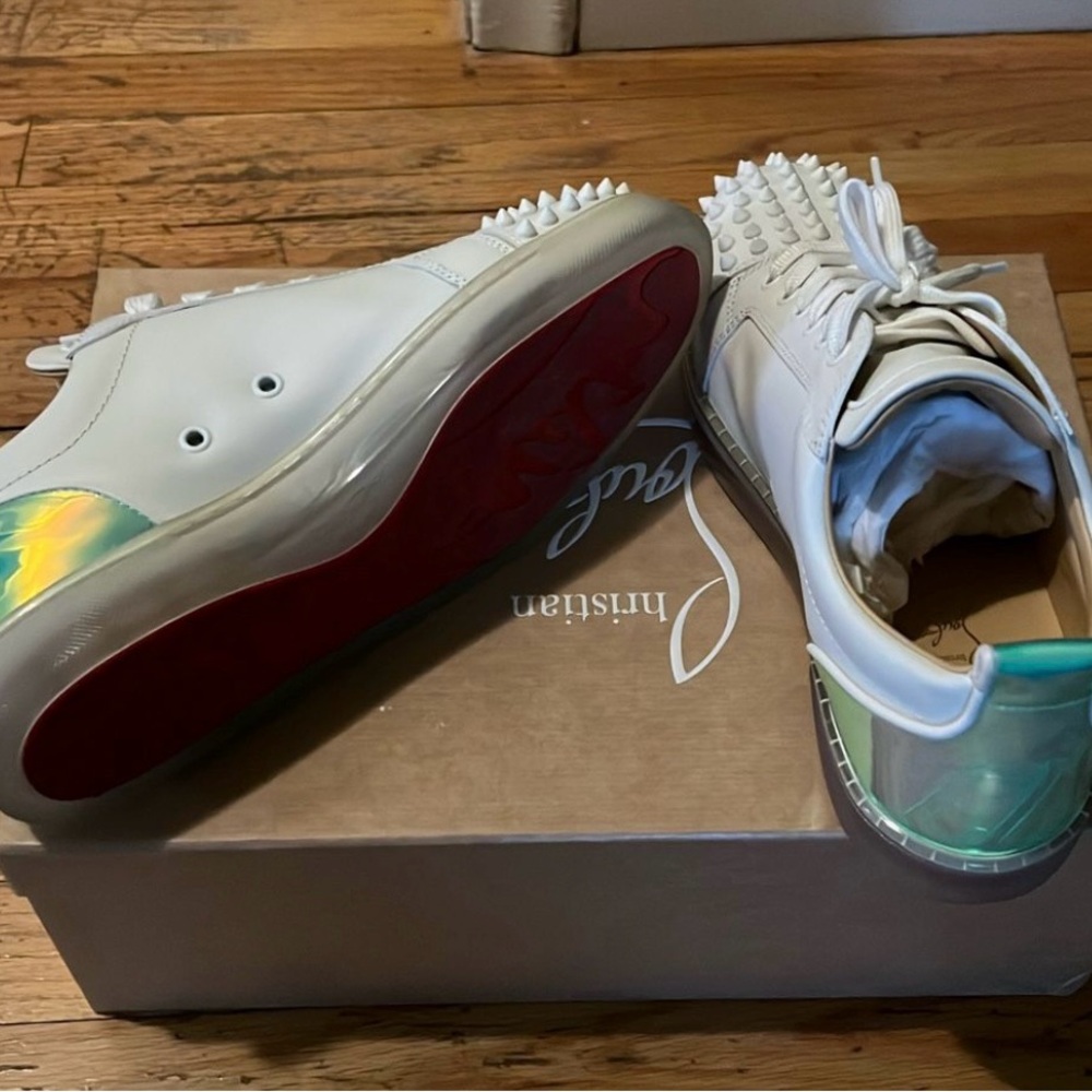 Christian Louboutin White and Iridescent Men's Sneakers